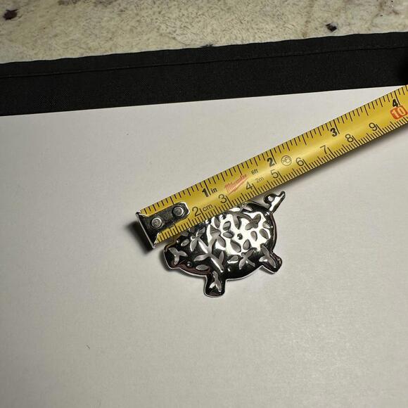 Signed Danecraft Pig Piggy Brooch Pin Silver Tone Metal - Picture 9 of 11